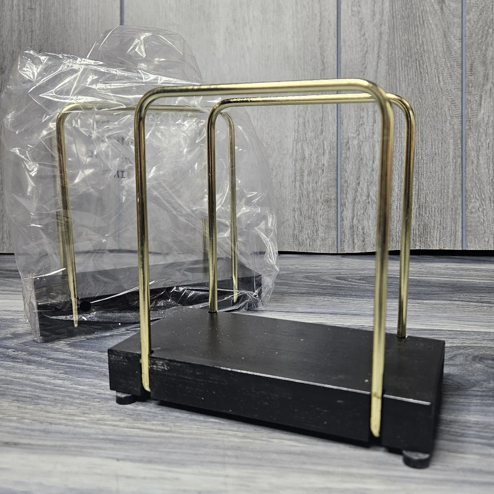 Black and Gold Napkin Holder Set Of 2 In 1 Box Elegant Design